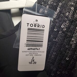 Torrid Deep Black Georgette Blouse with Sequins